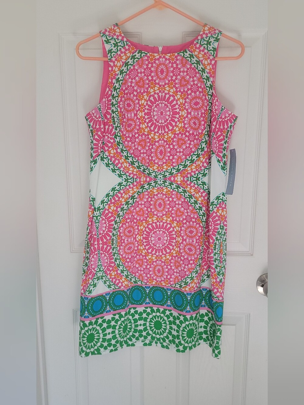 London Times Pink Multi-Color Sleeveless Midi Dress NWT 6